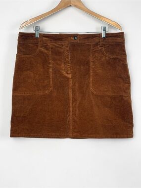 Boden Rust Brown Corduroy Patch Pocket Mini Skirt Size 14